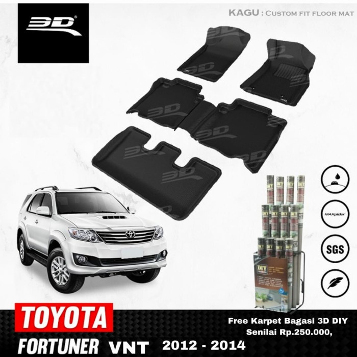 Karpet Mobil 3D KAGUMAT  Toyota Fortuner VNT 2012 -2014 - Beige