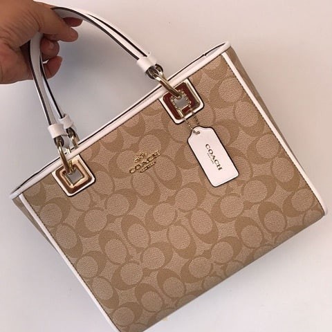 VS Tas Coach *57568* Tote Bags Shoulder Handbags For Women Khaki White Vvs