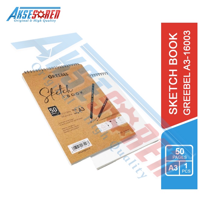 

Aksesoren Sketch Book [Greebel A3-16003] / Alat Lukis 50 Lembar / Buku Gambar Sketsa 160 Gsm 98 Lb