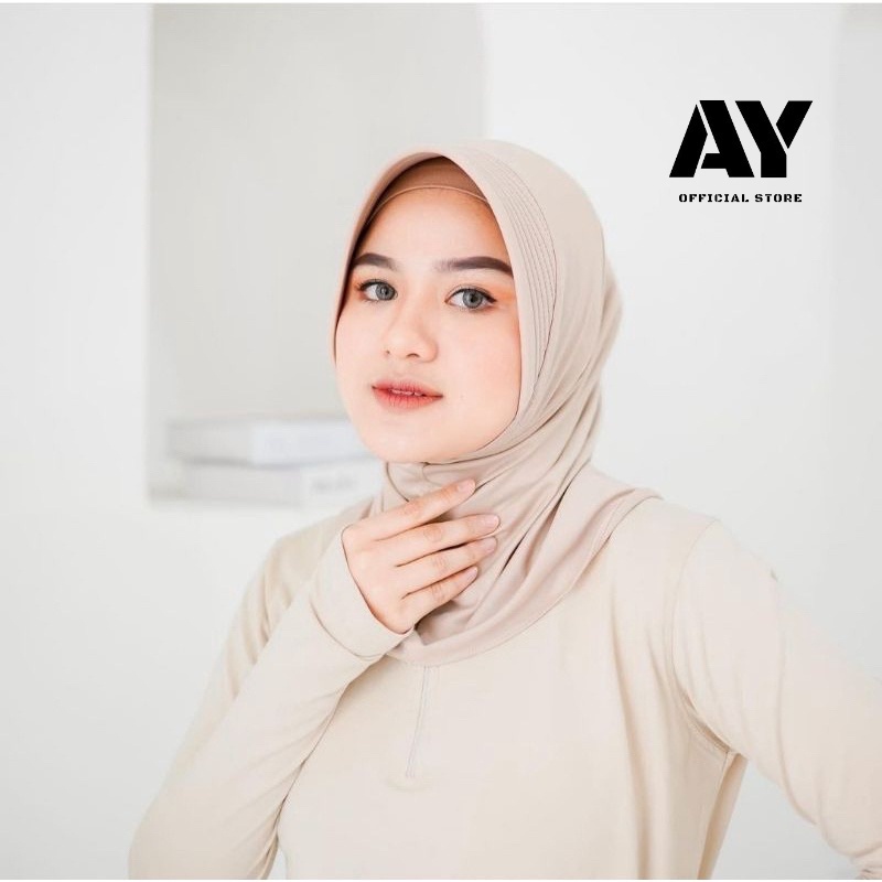 (COD)kerudung hijab sport bahan jersy premium model instan all size untuk kegiatan olahraga outdoor 