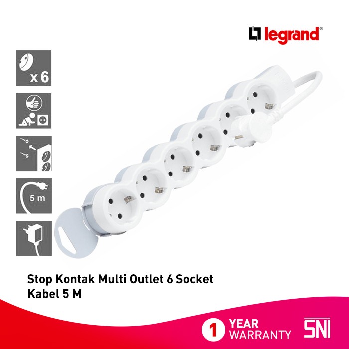 Legrand Stop Kontak Multi Outlet 6 Socket - Kabel 5 M