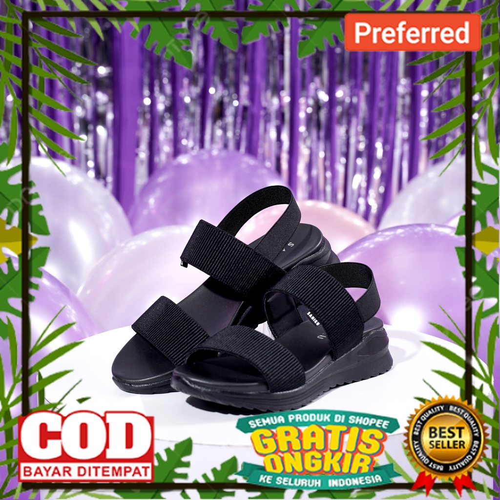 SEPATU SANDAL BEST SELLER TREND TERKINI /SAHIKU - Kimmy All Black Limited - Sahiku Sandal Sporty Cas