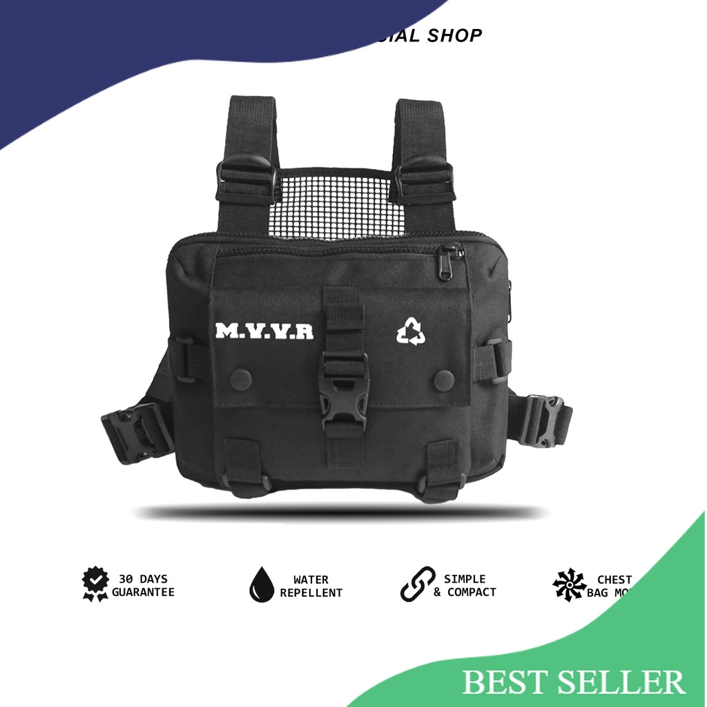 MIVVER | Tas Dada Pria Chestbag Black Yakuza/Rapat