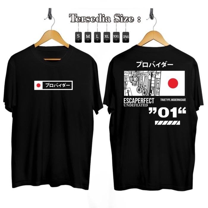 T-Shirt- Kaos Distro Pria Escaperfect Lengan Pendek/Kaos Jepang / Size S - XXXL - Hitam , S