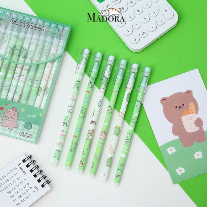 

Madora Magic Eraserble Pulpen Karakter Lucu Sanrio Family Isi 12pcs - Hijau