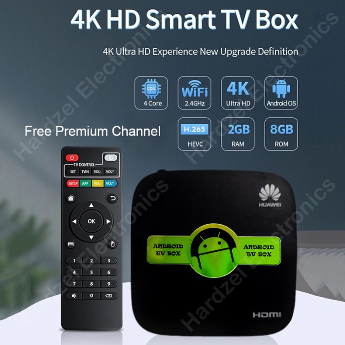 STB Android TV Box Huawei RAM 2GB ROM 8GB Unlock Full Apps