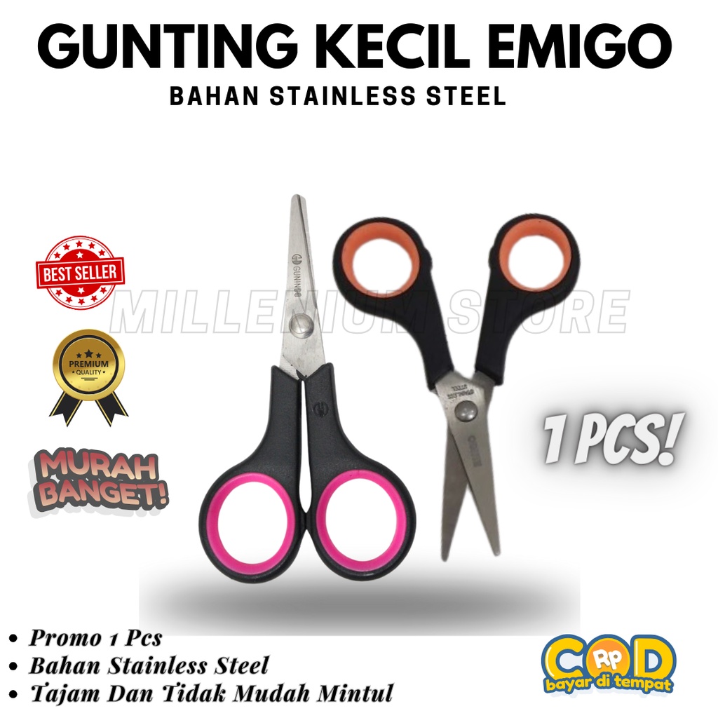 

1 Pcs Gunting Kecil Tajam Anti Karat / Bahan Stainless Steel / Gunting Emigo Berkualitas / Gunting Warna / Bisa Bayar Di Tempat / Toko1_Gemilang