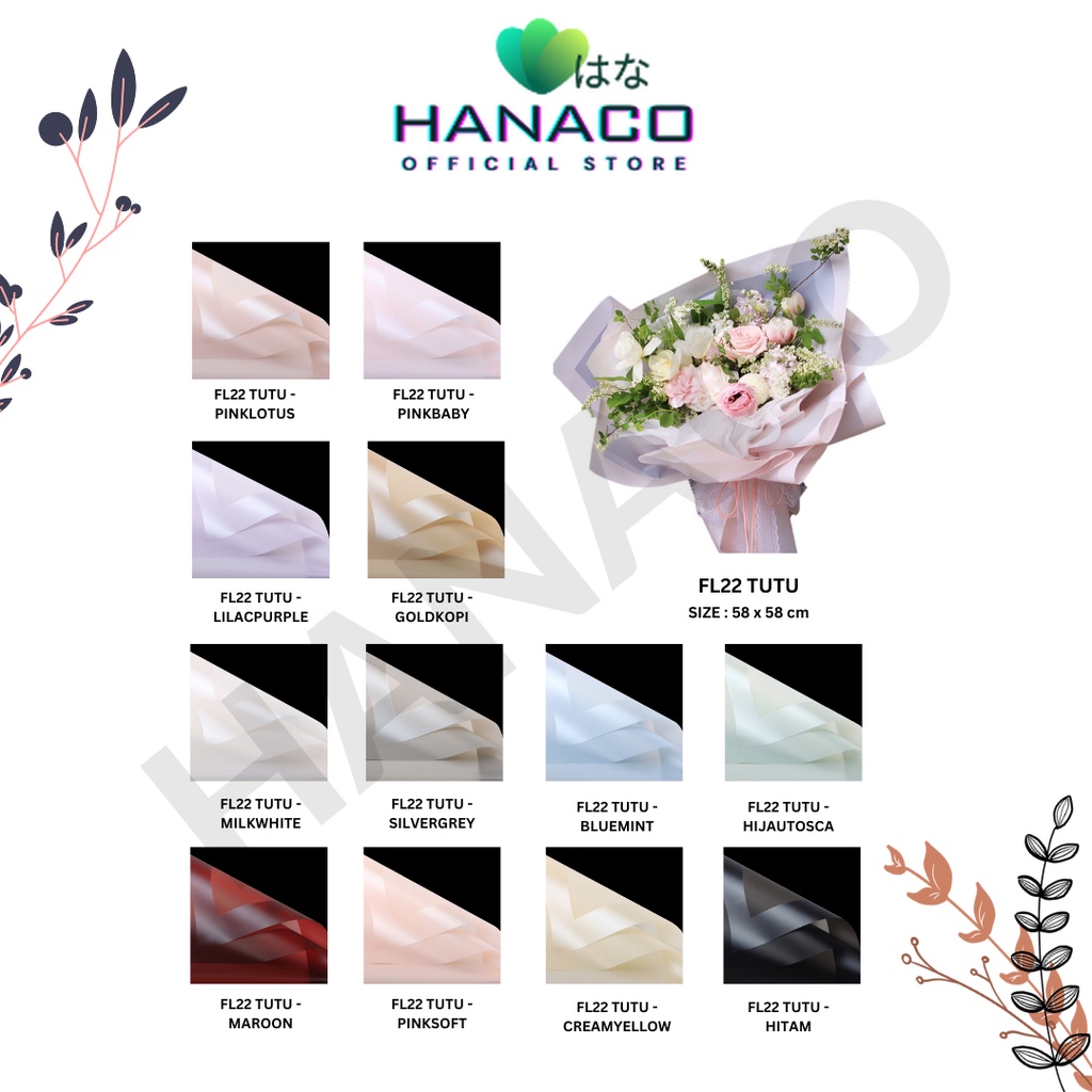 

HANACO - (5 LEMBAR) - FL22 TUTU Kertas Bunga Paper Buket Motif Frame Tebal Florist Cellophane