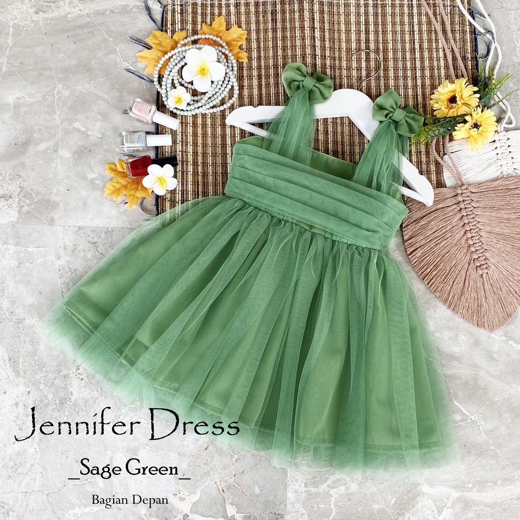 Jennifer Dress |Dress Anak Warna Sage green | Dress Anak Perempuan|Dress Dewasa|Dress Couple|Dress A