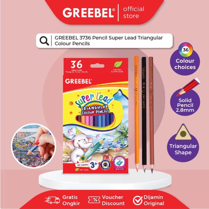 

GREEBEL PENSIL WARNA 3736 SUPER LEAD ISI 36 Colouring Color Pencil