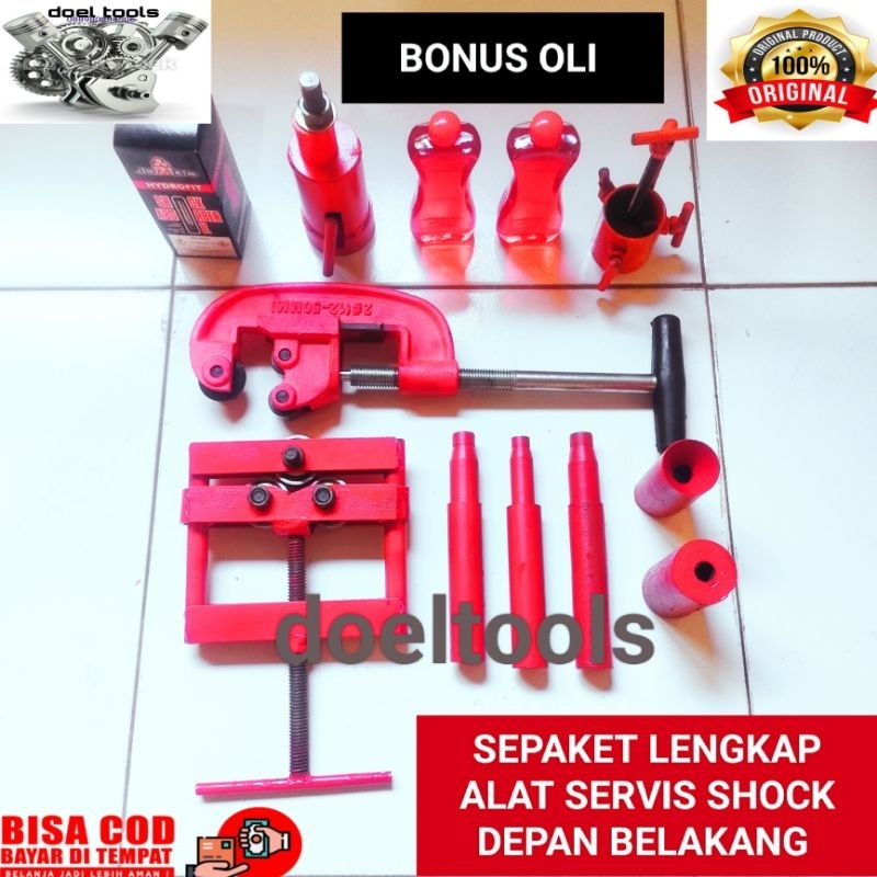 SATU PAKET LENGKAP Treker Service Shock Breaker Depan Belakang Semua Motor Alat Bantu Servis Shock S
