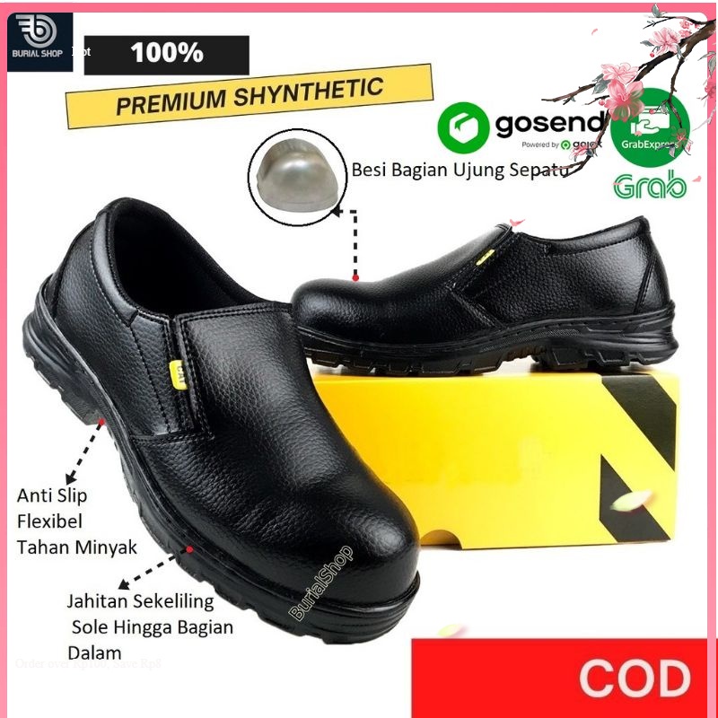Sepatu kekinian / SEPATU SAFETY SLIP ON PRIA SEPTY SLIP ON TANPA TALI SEPATU SAFETY SEMI BOOTS PRIA 