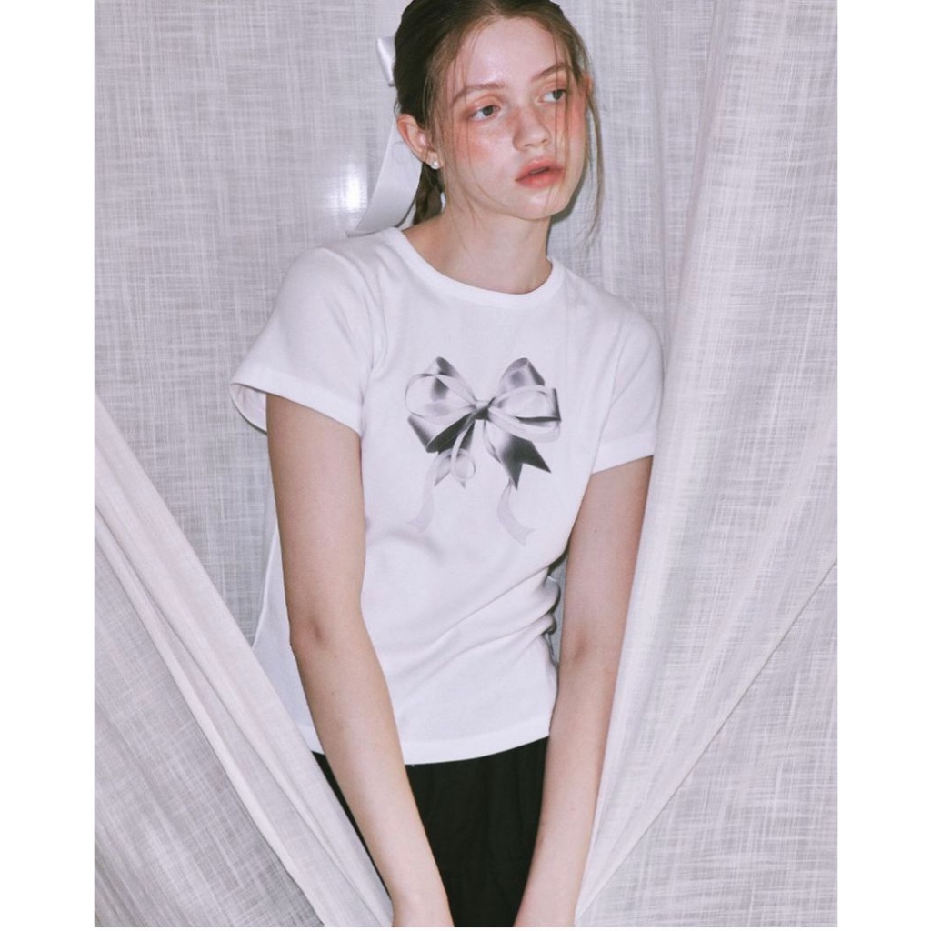 Ron Ron Double Ribbon Crop T-shirt // Fashion Branded //