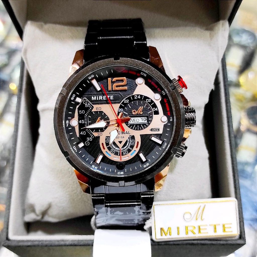 Jam tangan pria MIRETE original tahan air stainless steel Analog