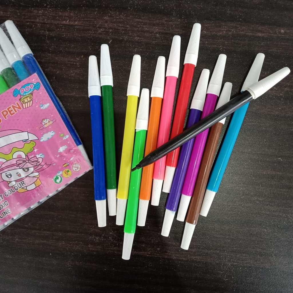 

Spidol 12 Warna murah alat mewarnai besar dan kecil