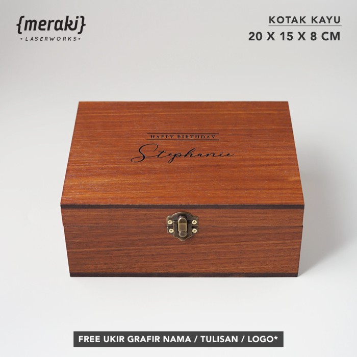 

Kotak Kayu Custom 20x15x8 Engsel / Box Kayu Ukir Nama Tulisan Logo