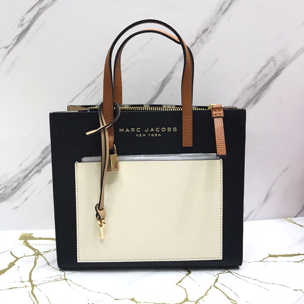 Marc Jacobs Grind Mini Colorblock Tote Bag in Smoked Almond Multi