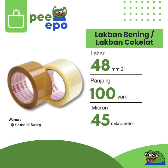 

Lakban Bening / Cokelat 48 mm x 100 Yard Merk Master Pack Indonesia