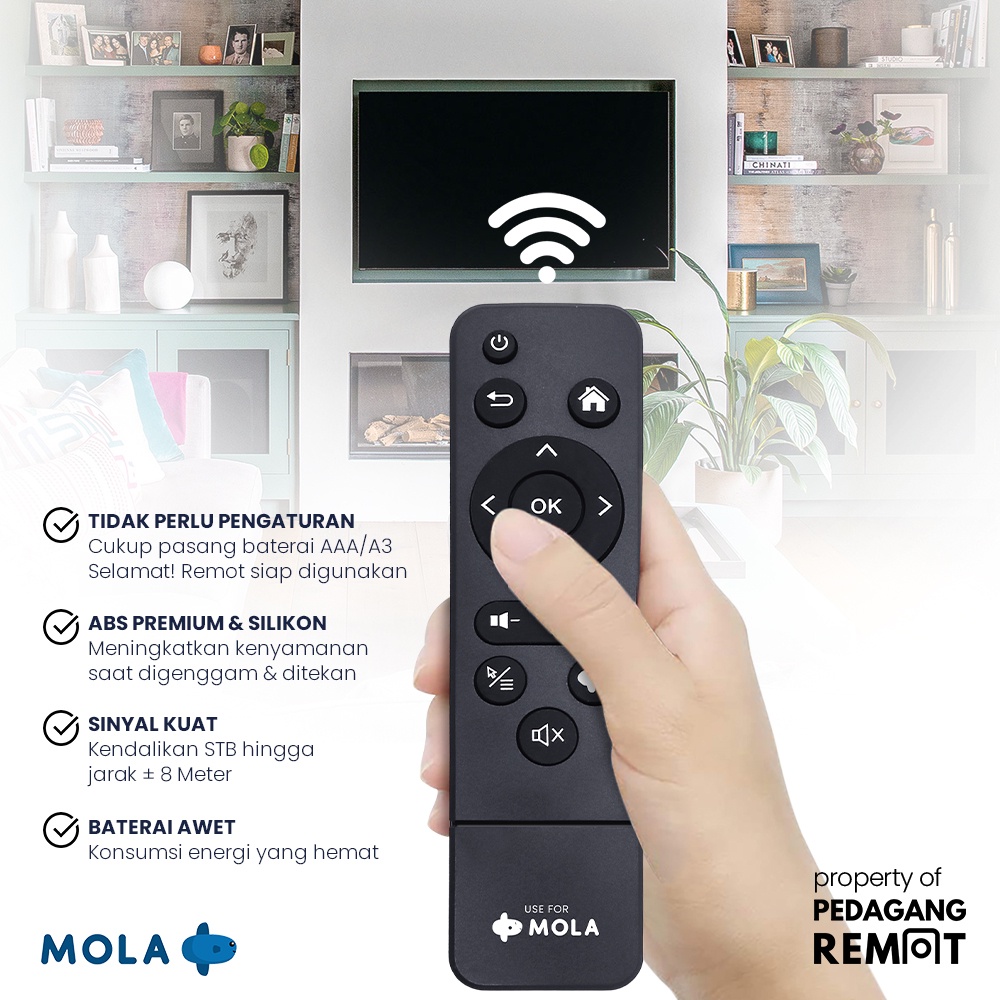 READYRemot Remote STB Polytron MOLA TV PDB-M11 / Remote Set Top Box Android Box MOLA PDB-M11-ADL