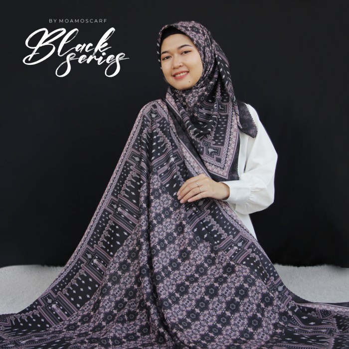 best -Hijab Jumbo | Kerudung Segi Empat Motif | Jilbab Syar'i Black Series - B.Army