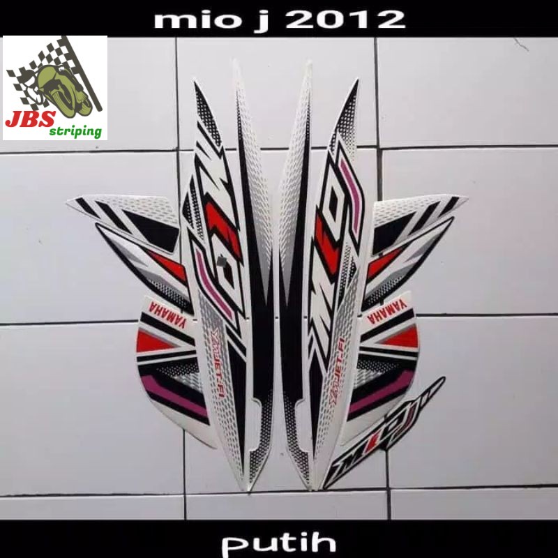 stiping mio j stiker  yamaha mio j teen 2012 putih