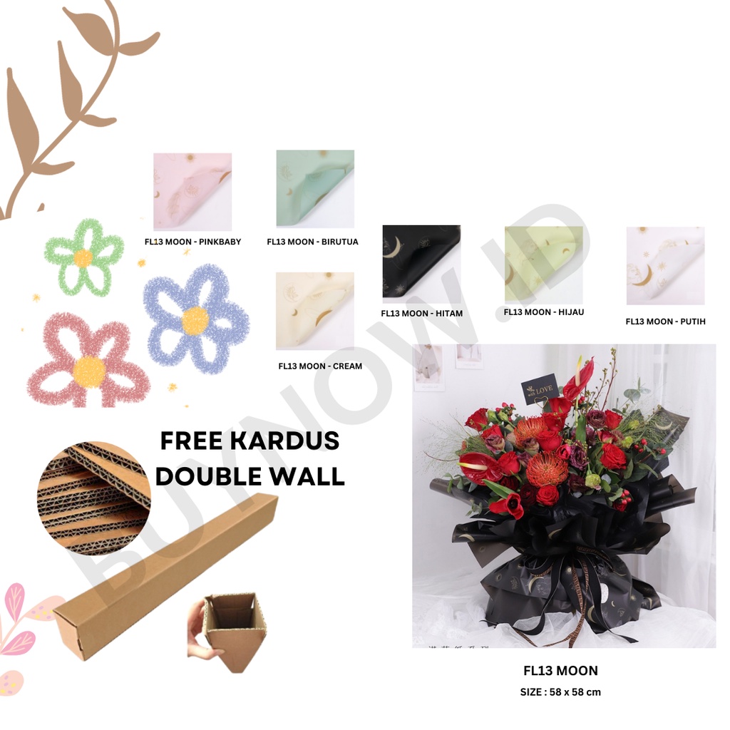 

(5 LEMBAR) - FL13 MOON Kertas Bunga Paper Buket Motif Bulan Modern Florist Cellophane