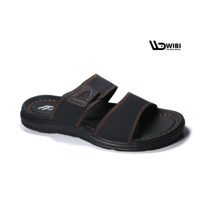 Sandal Kulit Slide Selop Pria Dewasa Original Wibii S21 - 03 WIBI 39-43 Elegant Low Black