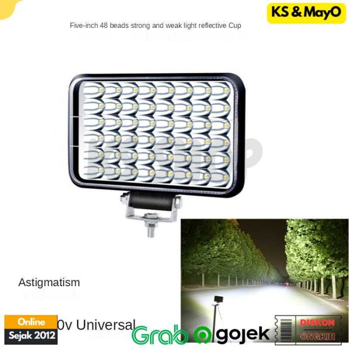 Lampu Sorot LED Outdoor Camping IP67 White Light 48W 80V 48 LED