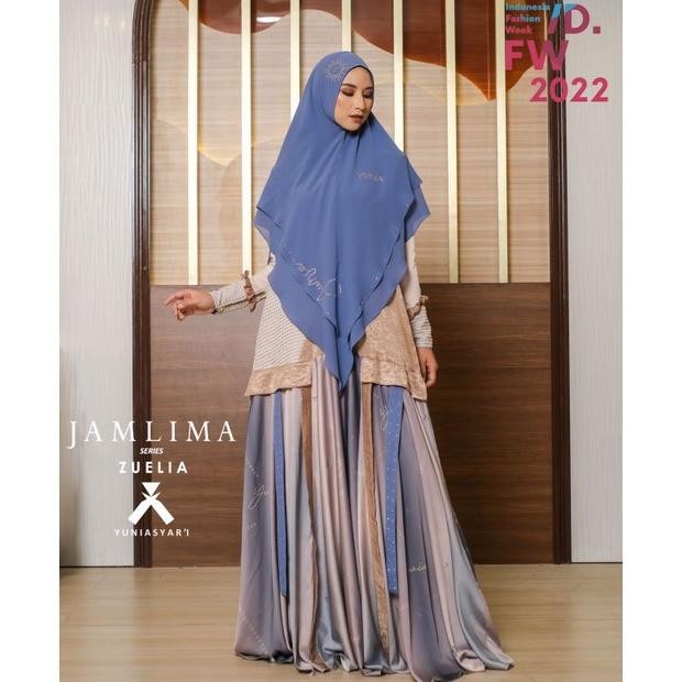 New [Yunia Syari Hijab Syari] Gamis Syari Terbaru / Dress Set Printing - ZUELIA, S