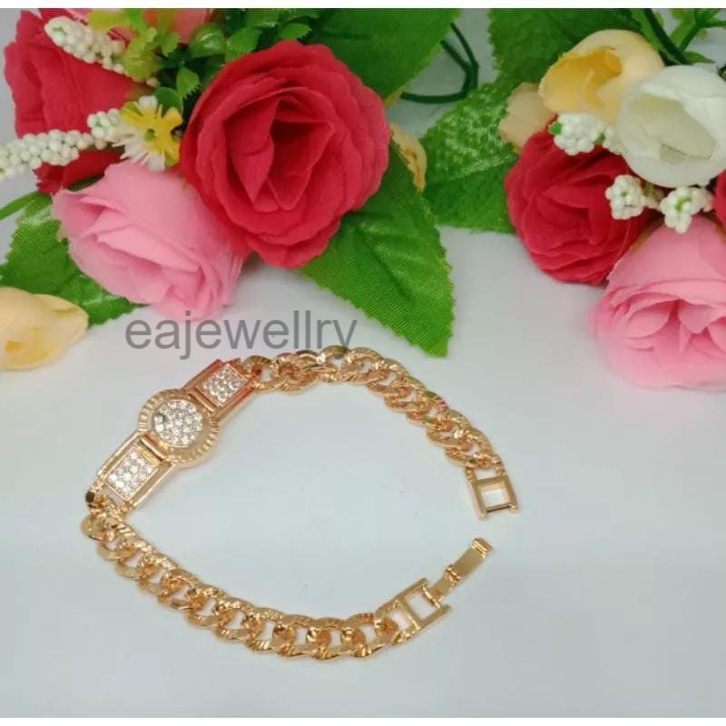 Gelang emas model baru 24 karat mewah simple elegan asli titanium realpict perhiasan aksesoris titan