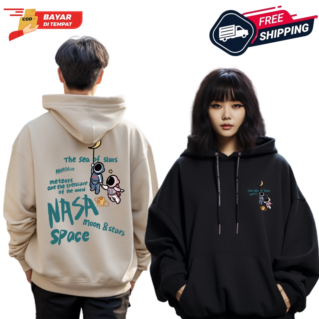 PROMO COD HOODIE NASA MANSA SPACE LUAR ANGKASA NASA MANSA KEREN KEKINIAN UNISEX PRIA WANITA COD BAYA