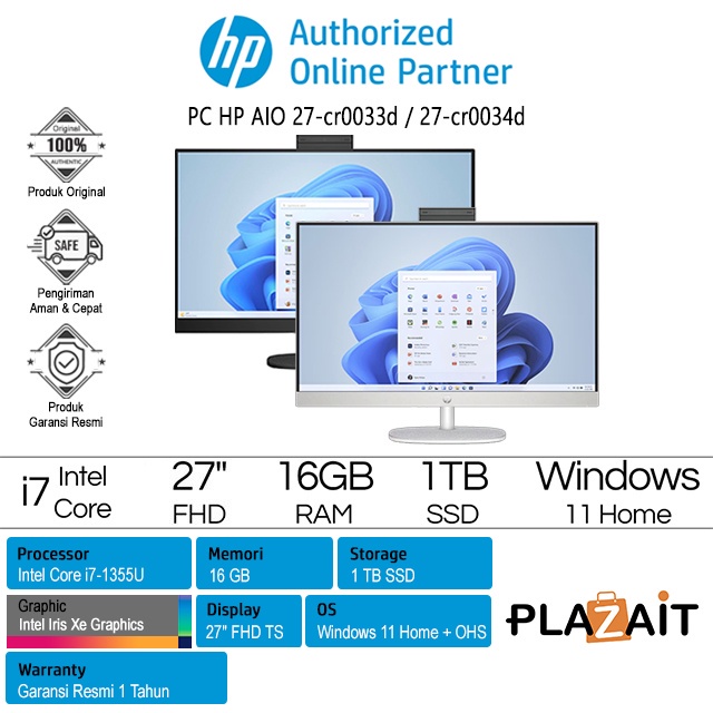HP PC AIO 27-cr0033d 27-cr0034d /Intel Core i7-1355U/16GB/1TB SSD/Intel Iris Xe Graphics/27″ FHD Tou