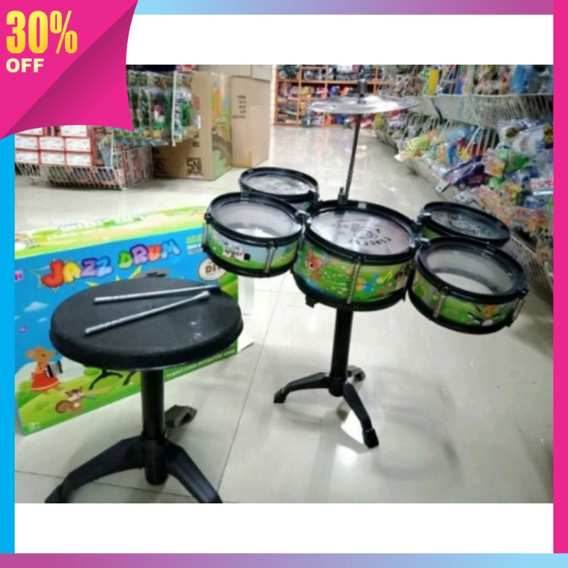 ⭐⭐⭐⭐⭐ Mainan Anak Murah Lucu Unik Barang Awet - Drum Jazz Mini Drum isi 5 Kursi Mainan Drum Band MIN