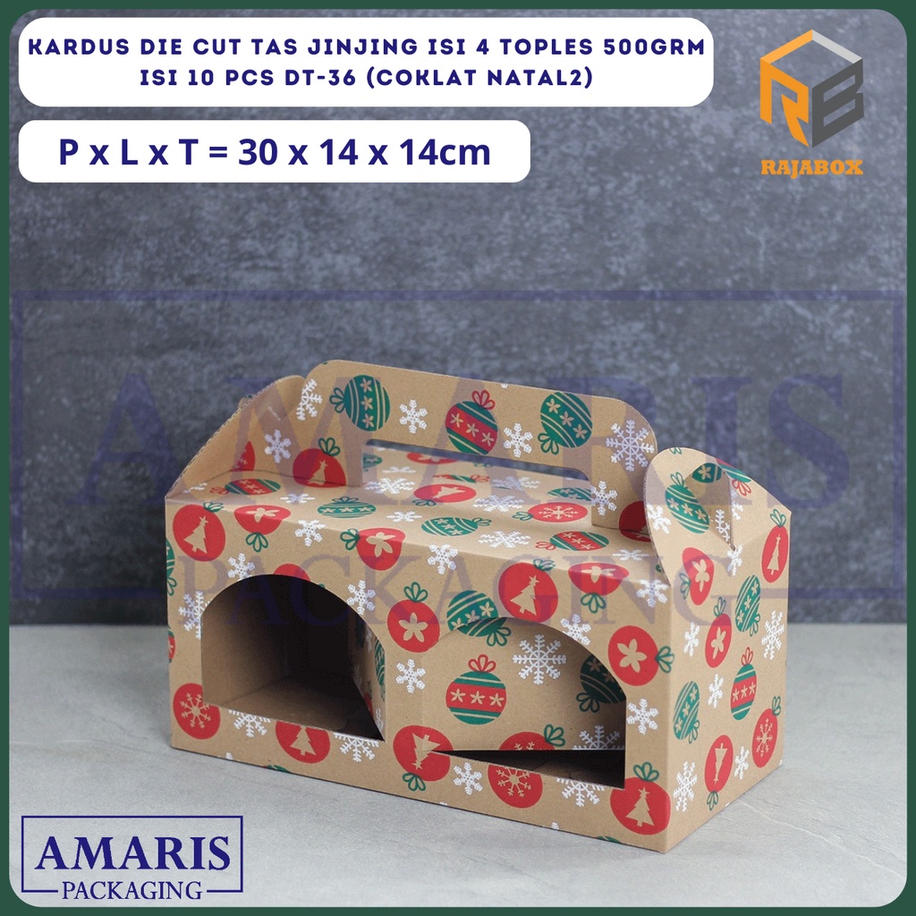 

DT-36 Kardus Die Cut Tas Jinjing Isi 4 Toples 500 Gr Isi 10 Pcs