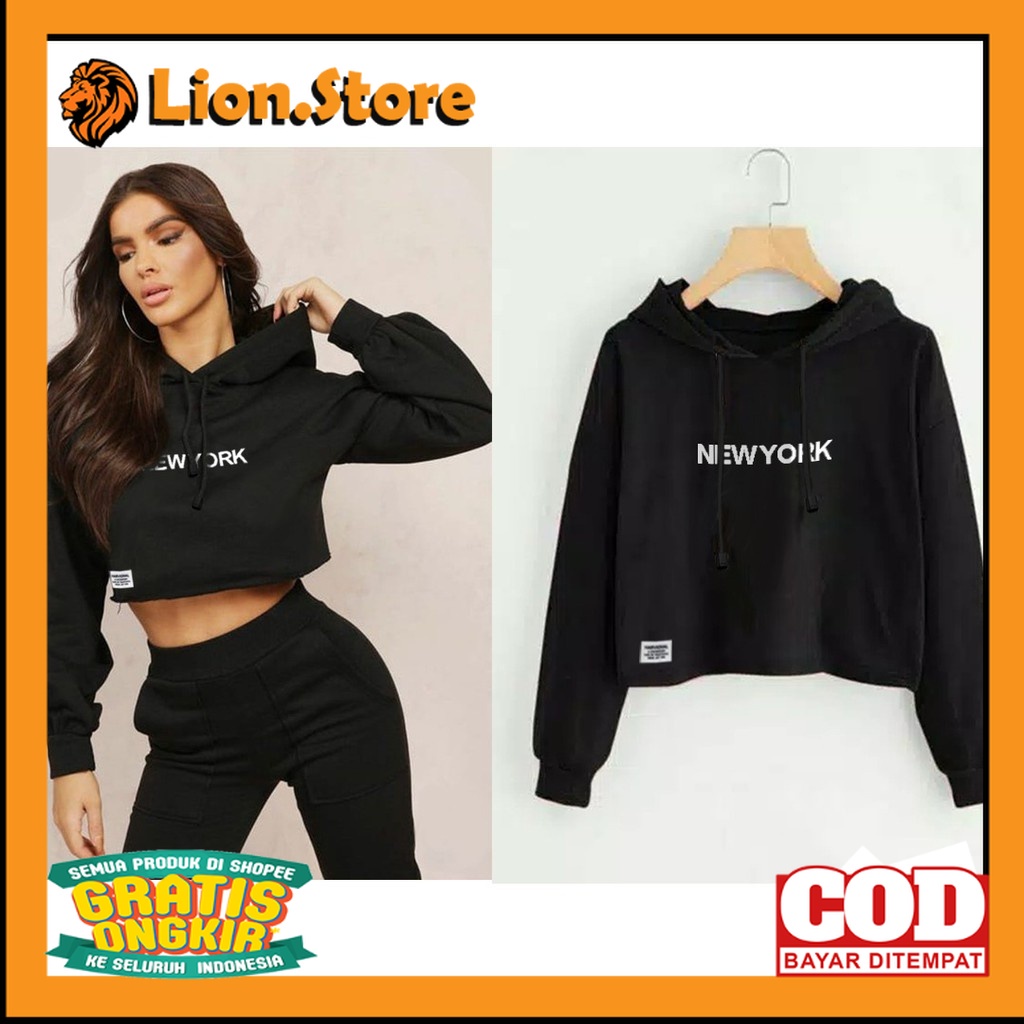 SWEATER CROP HOODIE BAHAN BEBYTERRY NEWYORK TERLARIS// JKT 48 / JAKET HOODIE / JAKET TEBAL / JAKET C