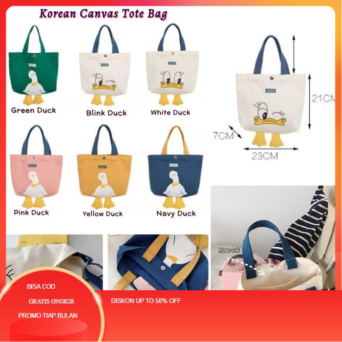 Korean Canvas Tote Bag / Trendy Tote Bag / Tas Wanita