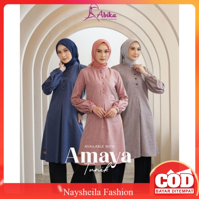Atasan Amaya Tunik Abika Terbaru Kekinian kemeja wanita Dewasa Remaja lengan panjang simple Katun Ma