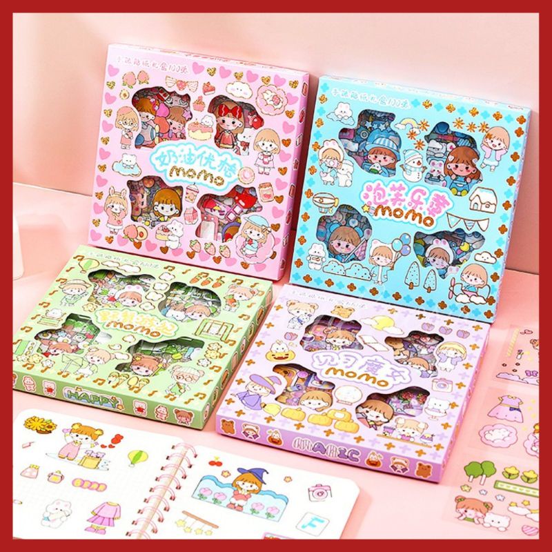 

STICKER 2D MOMO WATERPROOF ISI 100 LEMBAR KARTUN KARAKTER KOREA DEKORASI SCRAPBOOK