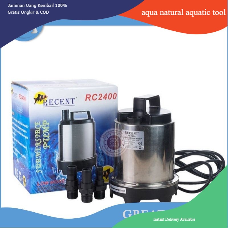 pompa celup air aquarium kolam recent rc 2400 stainless