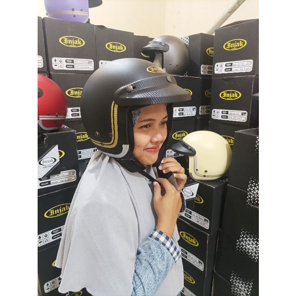 HELM RETRO INJAK | Helm Retro Injak Special Edition Carbon NEW | Helm Motor Retro dewasa Helm bogo