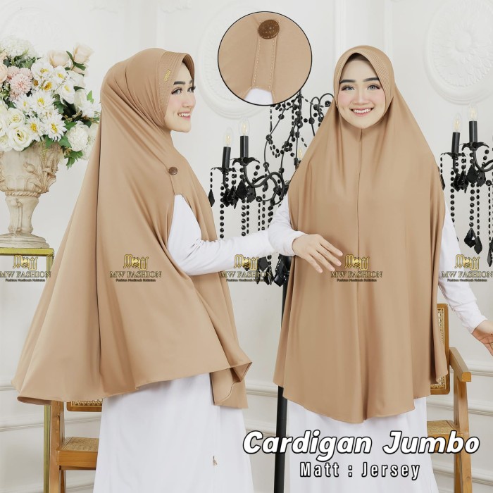 best -Jilbab Jersey Cardigan Jumbo Pet Antem - Cardigan Jersey Jumbo - Putih