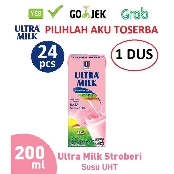 

[Big Sale] Susu Ultra Stroberi (Strawberry) - 200 ml - 1 DUS ISI 24 pcs
