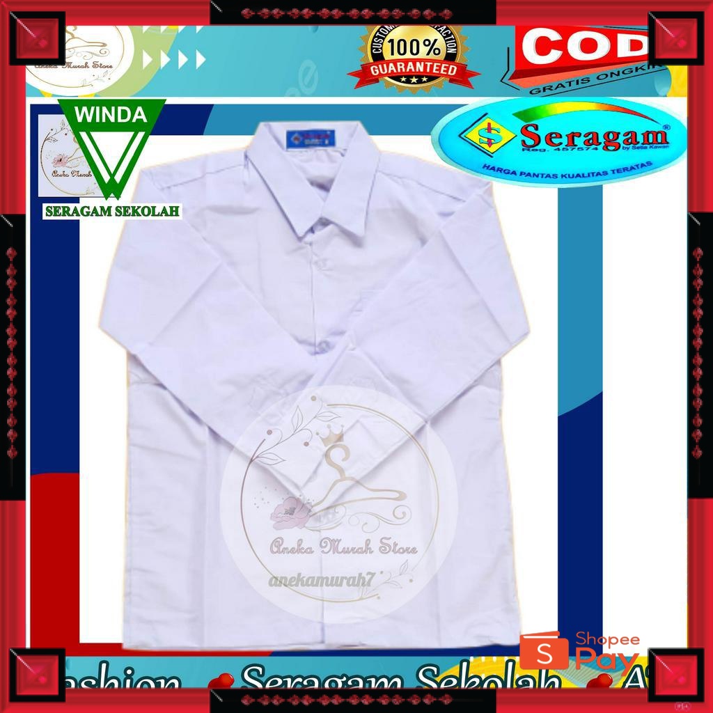 12.12 SERAGAM SALE / Seragam Sekolah Baju Putih Lengan Panjang Ukuran 7 sampai 20 Merek Seragam Dan 
