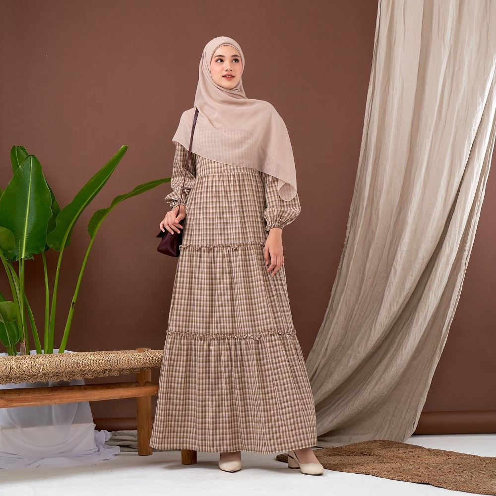 Le Khari Lituayu Gamis Katun Gamis Busui Gamis Homedress Size S - XL-Lituayu Peanut