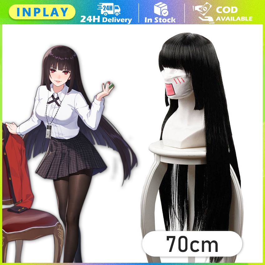 Jabami yumeko kakegurui wig / wig base hitam panjang 80cm -120cm (poni panjng /cutting) /enma ai wig