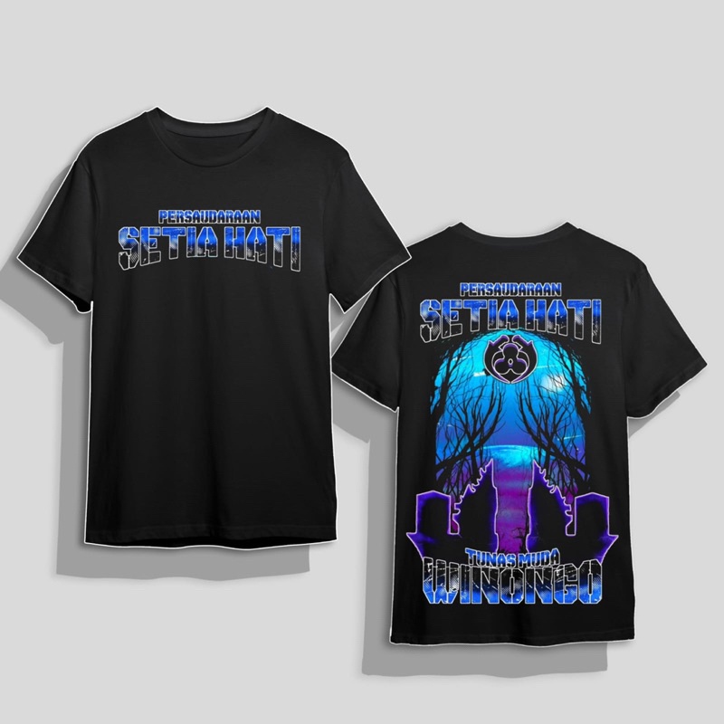 klasik Kaos Distro PSHW SH Winongo Tunas Muda Madiun Biru Terbaru T-shirt 2023 T-shirt hitam pria