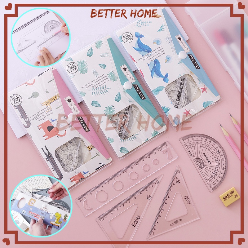 

Penggaris Set Isi 4Pcs/Ruler 1 Set Model Bermotif Lucu/Penggaris Plastik 1 Set Isi 4 Model