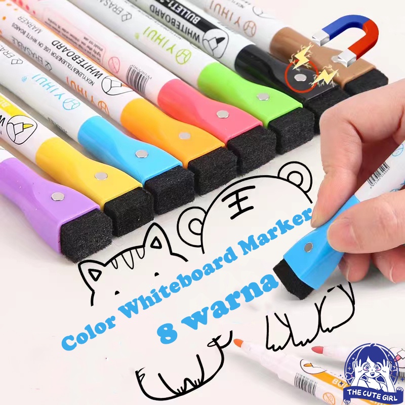 

Color Whiteboard Marker/WHITEBOARD MARKER WITH MAGNET /8 WARNA SPIDOL PAPAN TULIS -Stazionario