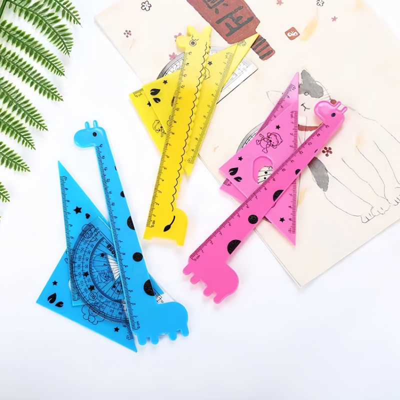 

jerapah Penguasa kartun yang lucu / Set Penggaris 15cm/ Penggaris Plastik 1 Set 4 Model -Yuan Yuan Mall