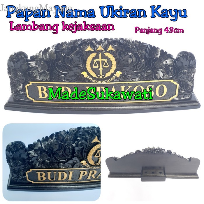 

Papan nama meja nameplate kayu ukir bali lambang kejaksaan antik